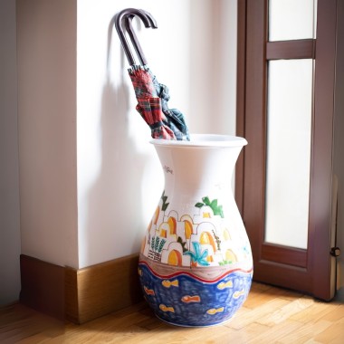 Sicilian ceramic handmade Umbrella stand vase Dammusi de simone pottery Sicilian ceramic handmade Umbrella stand vase Dammusi de simone pottery